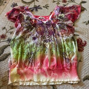 One world Fairy Colorful Butterfly Top